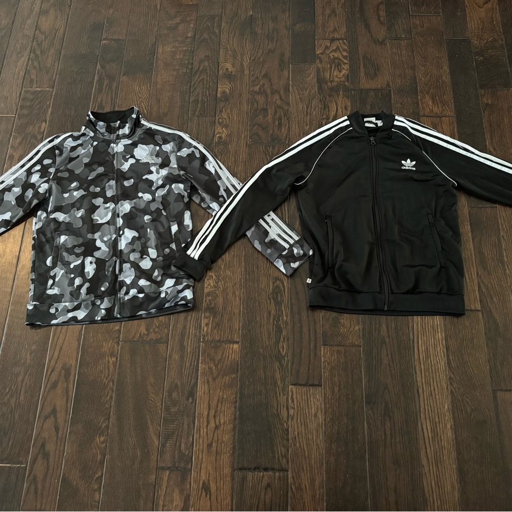 Adidas Black and Gray Camo Track Jacket Set